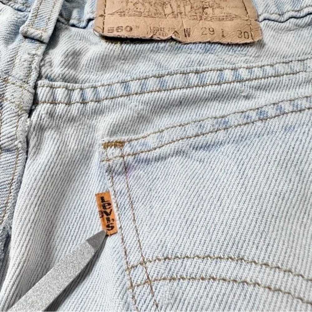 LEVI’S | Orange Tab Vintage Destroyed 560 Jean Shorts/Jorts Sz 29 Custom Cut Off - Picture 7 of 10